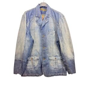 Vtg Mens Y2k Enyce Jean Jacket Blazer Xxl Pockets Stripe Lining